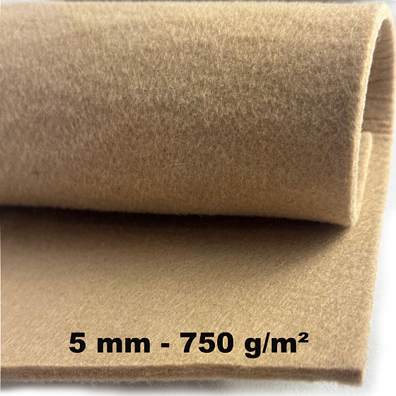 Technický filc 5 mm barva Béžová, šířka 100 cm