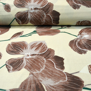 Bavlněná látka 100% bavlny, 125 g/m², šíře 160 cm, kytičky na žlutém