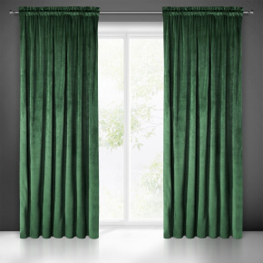 Decorative velvet curtain with pleating tape DARK GREEN 140x270 cm
