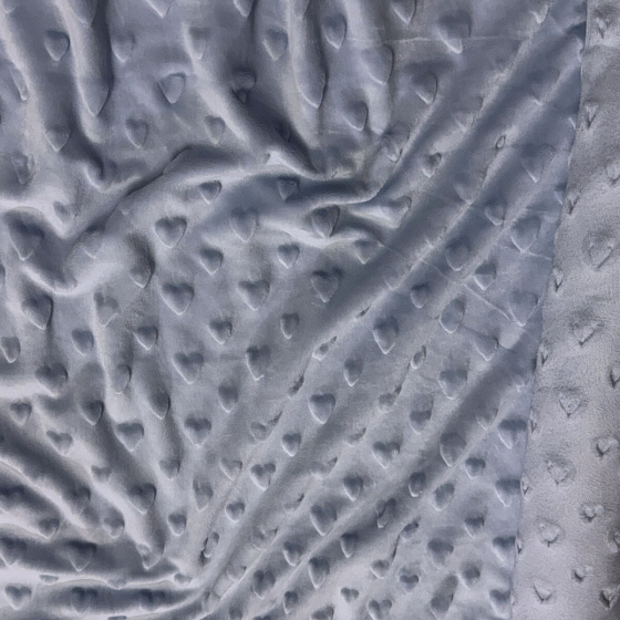 Látka minky srdička, 320 g/m², šíře 160 cm, metráž, světle modrá
