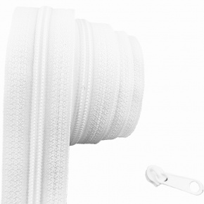 White spiral zipper 3 mm by the meter