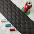 Eco-leather GEO color black quilted with orange threads, faux leather by the meter