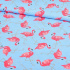 Cotton fabrics, by the meter. Flamingo on Blue