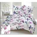 Cotton fabric 100% cotton, 125 g/m², width 160 cm, pink and blue flowers on white