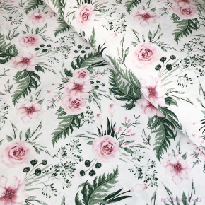 Cotton fabric 100% cotton, 125 g/m², width 160 cm, floral garden on white