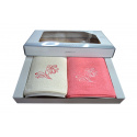 Set of Terry Towels 2 pcs, color Pink and Ecru