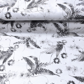 Bavlněná látka 100% bavlny, 125 g/m², šíře 160 cm, kytičky šedé na bílém