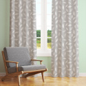 Decorative cotton fabric, by the meter, Feathers White on Gray