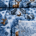 Christmas cotton fabric, by the meter, width 160 cm, pattern Nature Blue on White