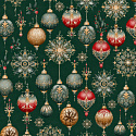 Christmas cotton fabric, by the meter, width 160 cm, Christmas Toys on Green
