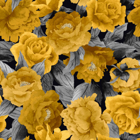 Velurové potahové látky s potiskem, Żlůté růže
