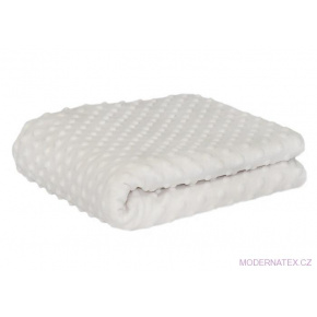 Látka minky puntík, 380 g/m², šíře 160 cm, metráž, bílá