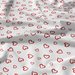 Dekorační bavlněná látka, metráž, Srdíčka Červená na Bílém