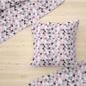 Cotton fabric 100% cotton, 125 g/m², width 160 cm, pink triangles 2 cm