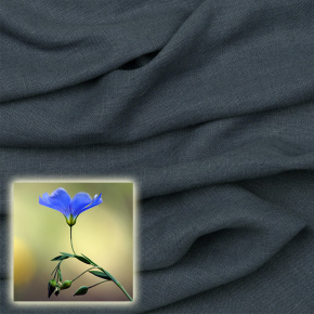 Natural linen fabric Oskar, dark blue, 265 gr/m2
