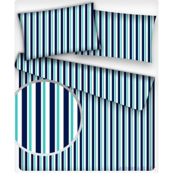 Dekorační dětské bavlněné látky metráž Proužek barva modrá a tyrkys