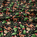 Christmas cotton fabric, by the meter, width 160 cm, Christmas motif on Black