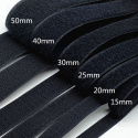Black hook and loop tape with adhesive 50 mm