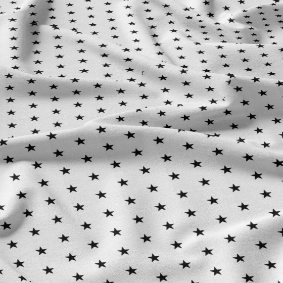 Children's cotton fabric 100% cotton, 125 g/m², width 160 cm, black stars on white