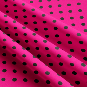 Dětské bavlněné látky, metráž. Puntík 10 mm, černý na Amarantovém