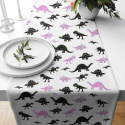 Cotton fabric, by the meter. Dino Black-Purple on White