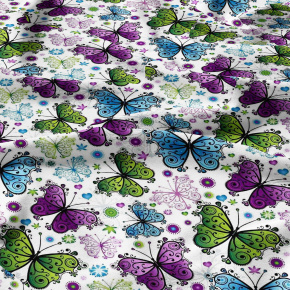 Bavlněná látka, metráž. Motýlci Léto na Bílém