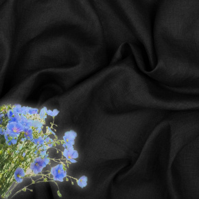 Přírodní lněná látka Julia, Černá, 154 gr/m2