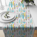 Decorative cotton fabric, by the meter, Mint Feathers on White