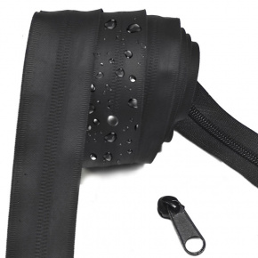 Waterproof spiral zipper black 8 mm, by the meter Waterproof spiral zipper black 8 mm, by the meter