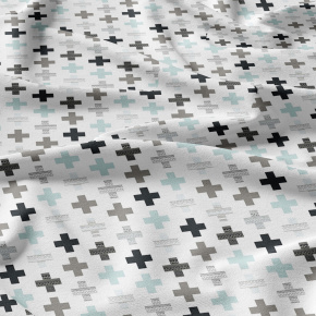 Cotton fabric 100% cotton, 125 g/m², width 160 cm, blue pluses on white 5 cm