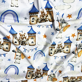 Children's cotton fabric by the meter Fairy Tale on white