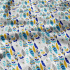 Decorative cotton fabric, by the meter, Blue Feathers on White