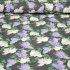 Cotton fabric 100% cotton, 125 g/m², width 160 cm, white and purple lilac branches on grey