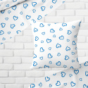 Decorative cotton fabric, by the meter, Blue Hearts on White