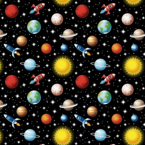 Cotton Fabric Space on Black