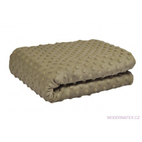 Látka minky puntík, 380 g/m², šíře 160 cm, metráž, cappuccino