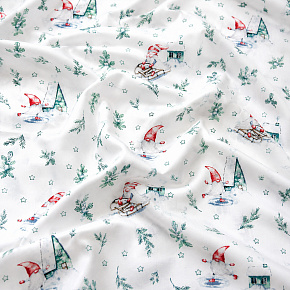 Christmas cotton fabric, by the meter, width 160 cm, Christmas pattern on White
