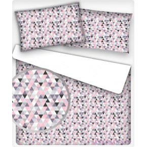 Bavlněná dekorační látka vzor trojúhelníky 2cm růžové