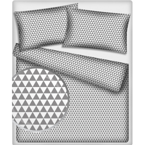 Bavlněná látka vzor trojúhelníky šedé