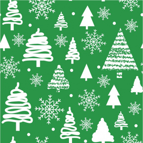 Vánoční bavlněná dekorační látka, metráž 160 cm, vzor zelený