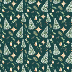 Vánoční bavlněná dekorační látka, metráž 160 cm, vzor 05 barva zelená 