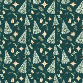 Vánoční bavlněná dekorační látka, metráž 160 cm, vzor 05 barva zelená