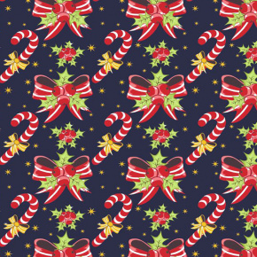 Vánoční bavlněná dekorační látka, metráž 160 cm, vzor 53 na granátovém