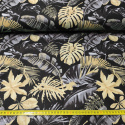 Tkanina bawełniana wzór żółte Tropikalne Liście na czarnym