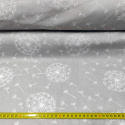 Tkanina bawełniana wzór biały mniszek lekarski na szarym tle