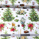 Świąteczna tkanina bawełniana wzór Drzewko Świąteczne na białym tle